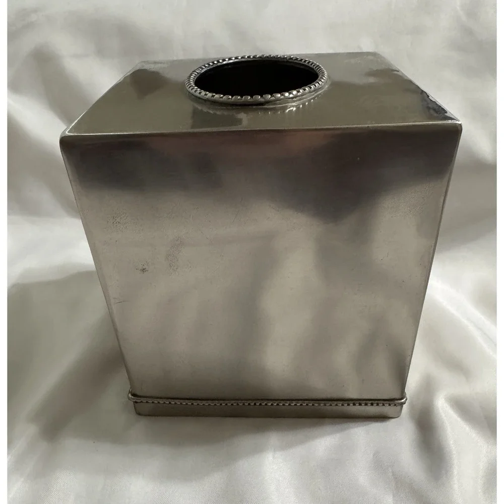 Vintage Tissue Box Stainless Steel Hollywood Regency